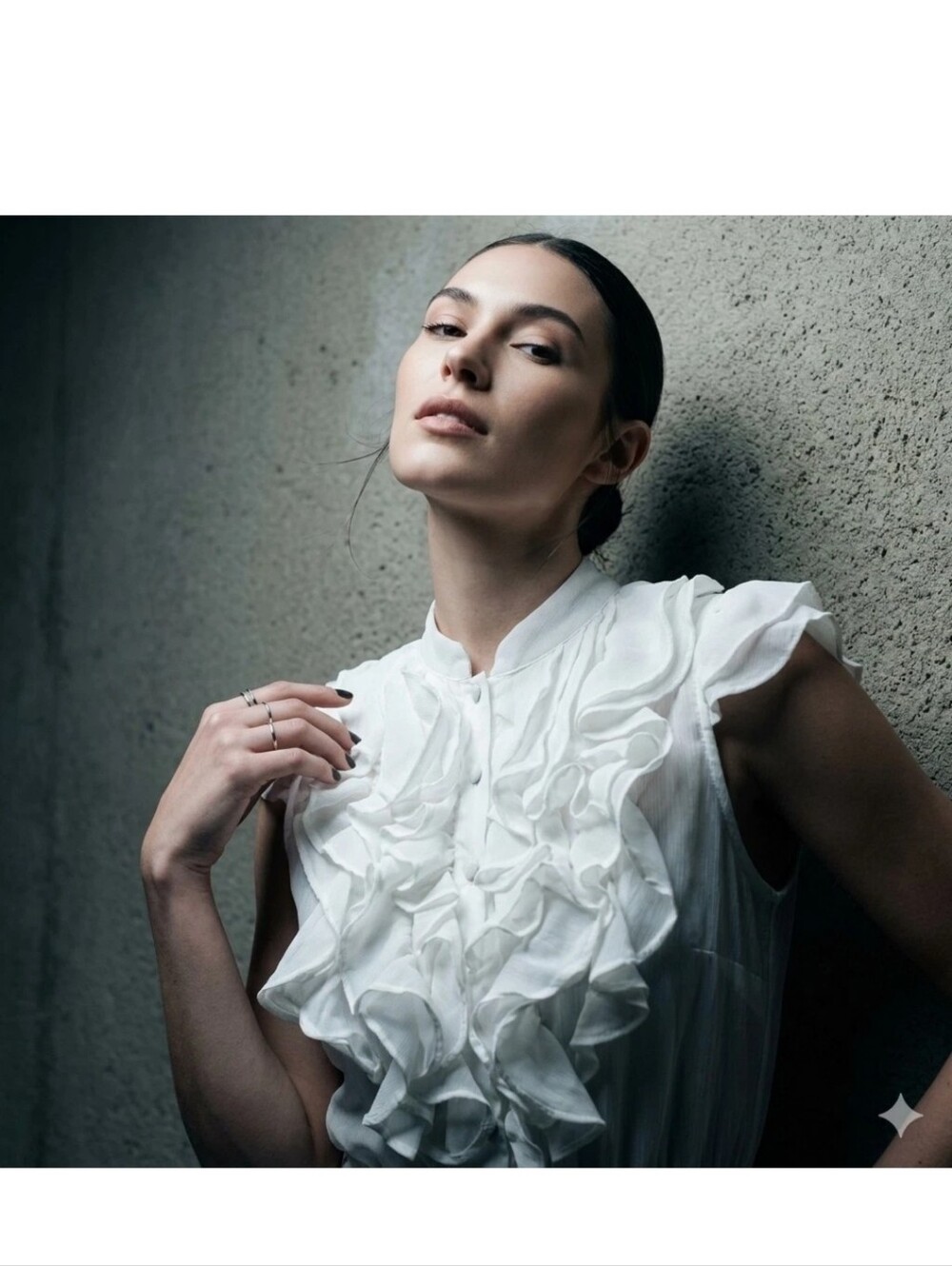 Ali & Kris Ivory Ruffled Sheer Blouse Top Small Y2K Romantic Victorian Coquette
